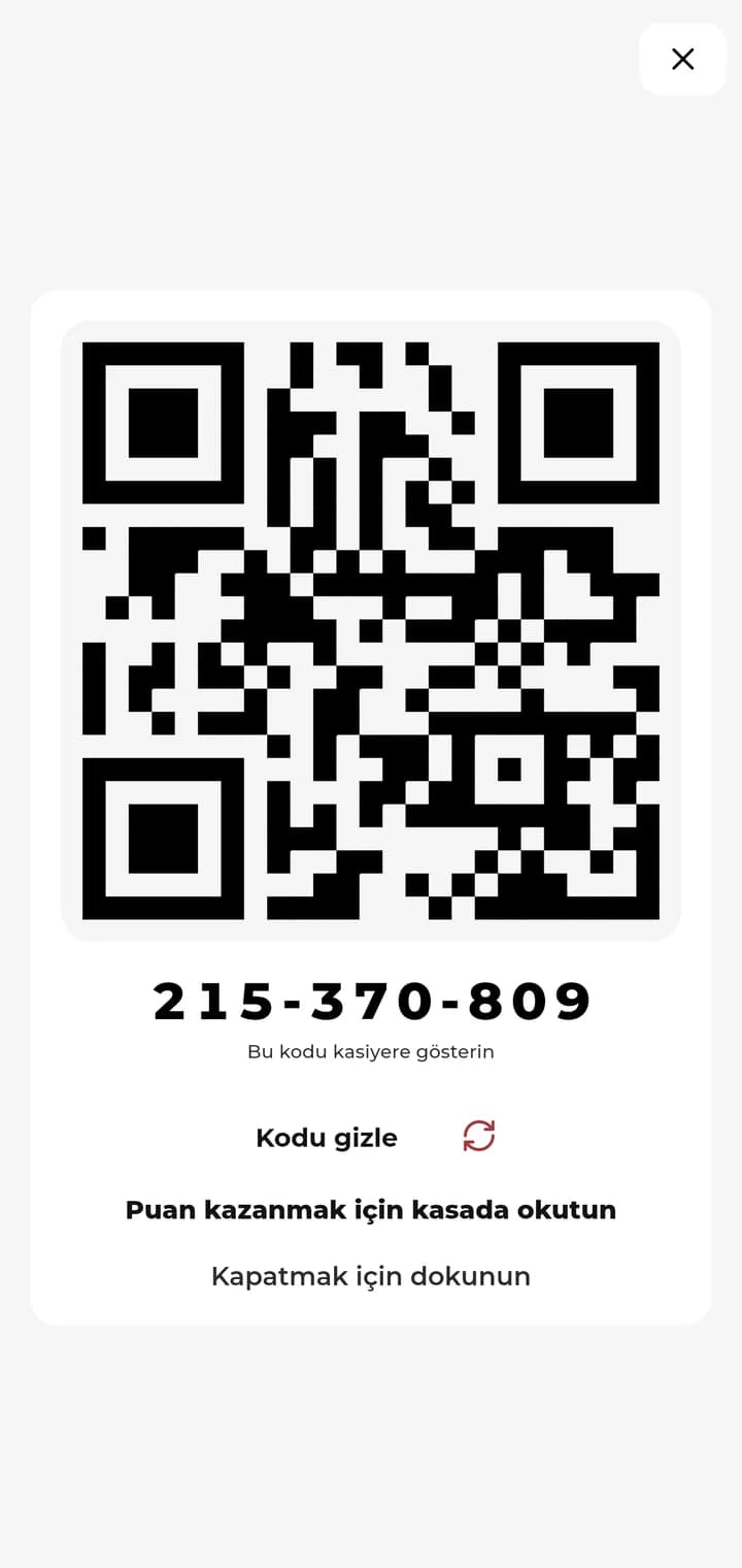 Kasada okutulan QR kodu ve 9 haneli kimlik kodu